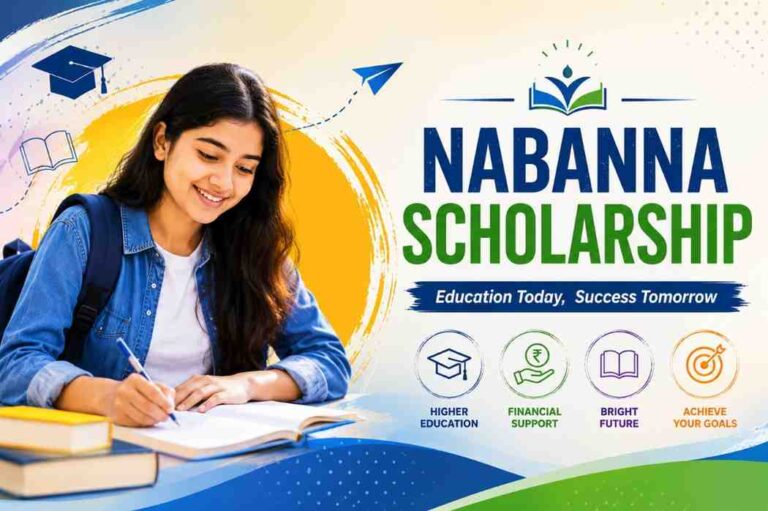 Student studying for Nabanna Scholarship 2026 with education support and financial assistance in West Bengal